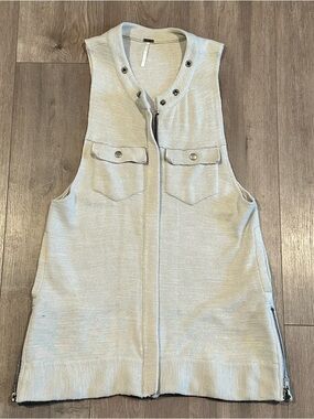 Free People Sleeveless Vest with Pocket Flaps